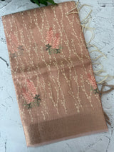 Tissue Silk embriodery saree MS49892 PastelPeach