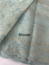 Premium Crush Organza saree with thread work- MCW863 PowderBlue