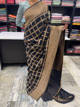Semi banarasi Khaddi Georgette saree - MS1498 Black