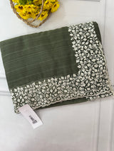 Chiffon Georgette saree with embriodery border - SRDIRR