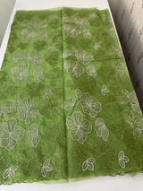 Soft Organza saree with silver zari & thread work - MSH910 Green