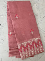 Soft kota checks saree with embroidery - MS7645 PeachyPink