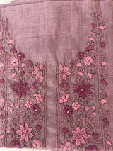 Unstitched Handworked Chanderi suit Set with kanta work- MK269