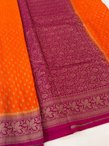 Banarasi viscose Georgette saree MKGS611- Orange to Magenta