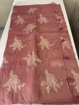 Soft Crush Organza Applique work saree with tissue applique work MS14978 DustyOnion