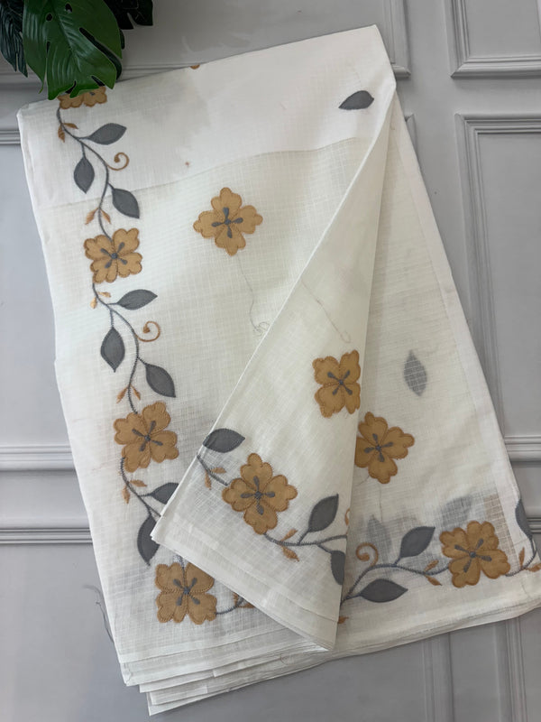 Kota cotton saree with embroidery MKAS341