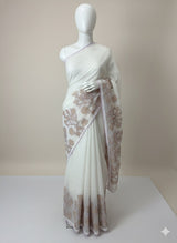 NetKota Applique work saree  MSH123- White & Lavender