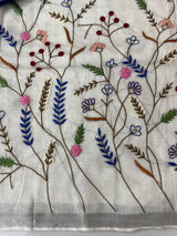 Linen blend Saree with hand embriodery MLS611
