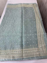 Tissue Organza saree with thread work - MS14798 PastelBlue