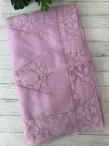 Viscose Organza saree with applique work-MSH101 Lavender