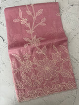 Tissue mix soft Organza saree with applique work MSCK38 Pink