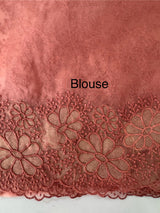 Semi Soft Organza saree with thread work and applique borders - MCW666 DustyPeach