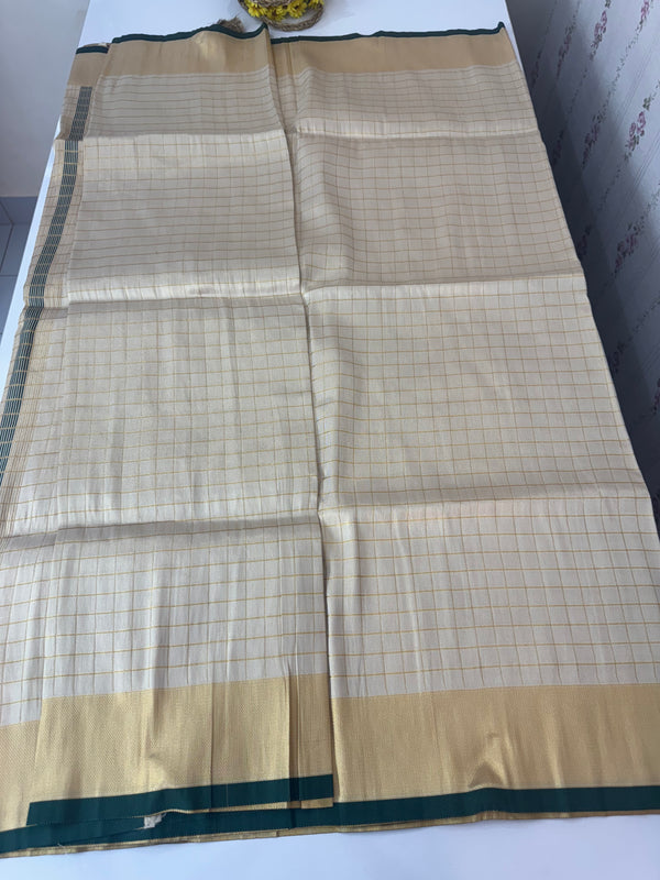 Tissue mix Soft silk saree with checks zari weaving MS8146