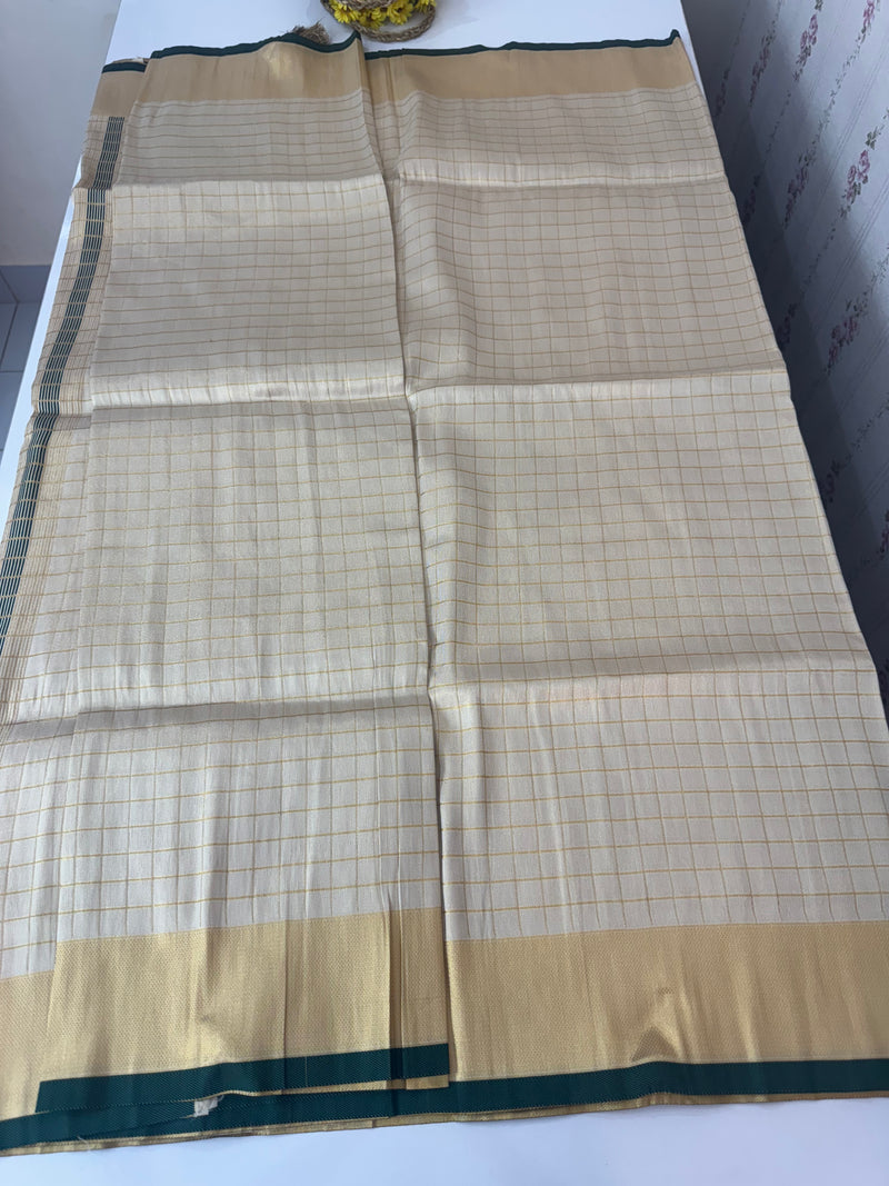 Tissue mix Soft silk saree with checks zari weaving MS8146