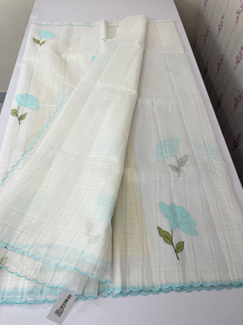 Kota silk cotton saree with applique work MS81789