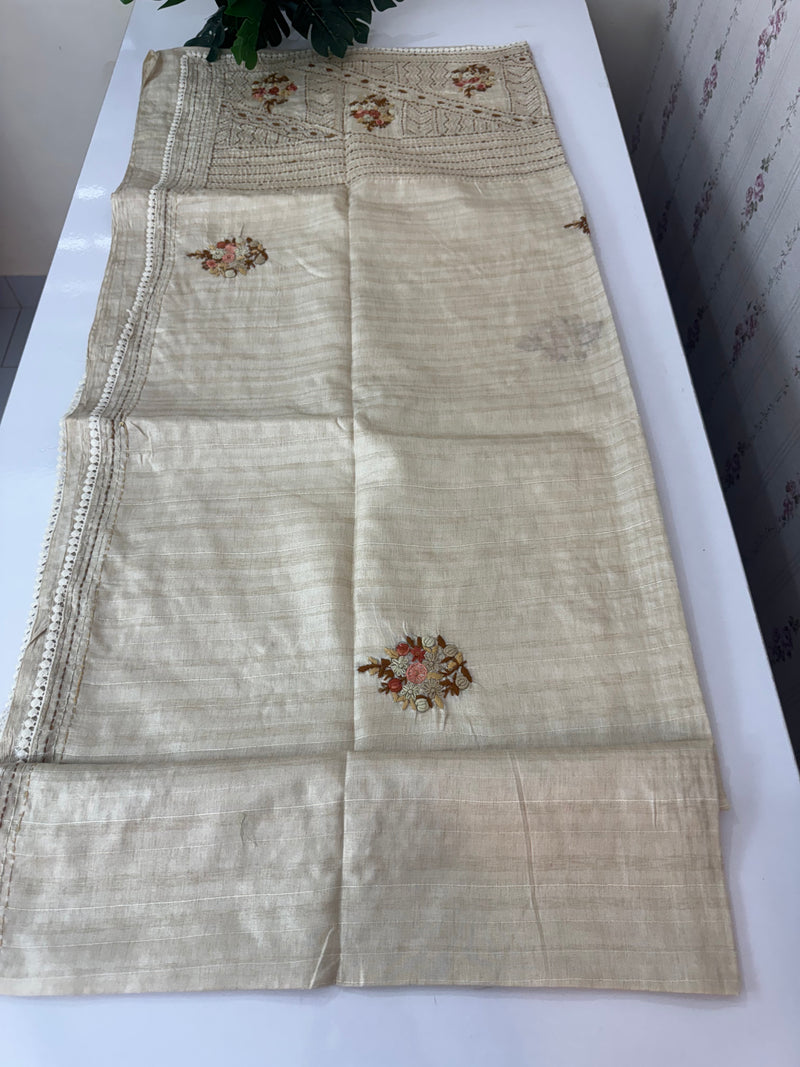 Handworked Blended tussar silk saree MS90543