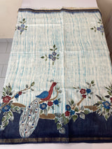 Semi tussar saree with hand painting, kanta embroidery and Pita work MS3433