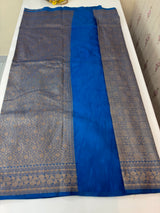 Semi katan Banarasi saree in antique zari weaving - MSKB899 DeepBlue