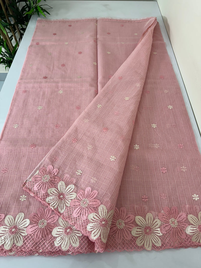 Kota saree with embriodery work MKAS40 Pink