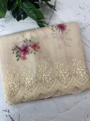 Premium Soft kota silk saree with digital prints and embroidery MKS703
