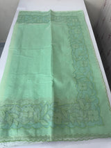 Moonga checks saree with Net Applique borders  MSH159 PistaGreen