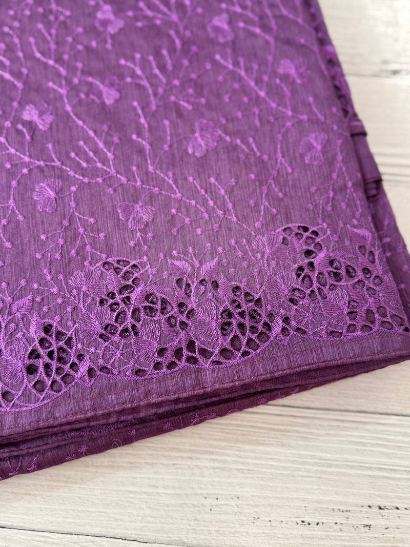 Cutwork Blended tussar saree with thread work MTS9078