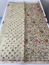 Kanta Handstitched Blended soft tussar silk saree MS90566 - Beige