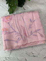 Soft Moonga checks saree with prints and embroidery MSH154- Pink