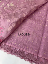 Premium Organza saree with tissue appliqué work - MMG310- Dusky Pink