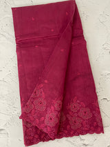 Crushed Matka Blended Tussar silk saree with embroidery MS4890- Cranberry