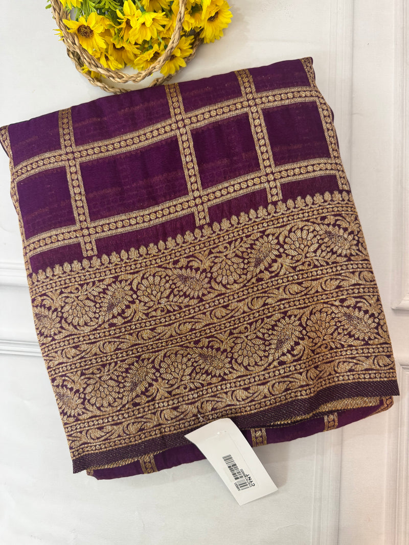 Semi banarasi Khaddi Georgette saree - MS1498 Vadamalli