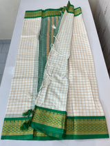 Cotton silk check saree with zari border MS6754