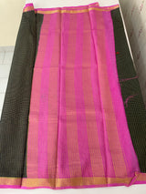 Crepe chiffon saree with small checks zari weaving  MS81890
