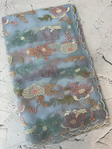 Organza saree with embroidery - MOS390 IceBlue
