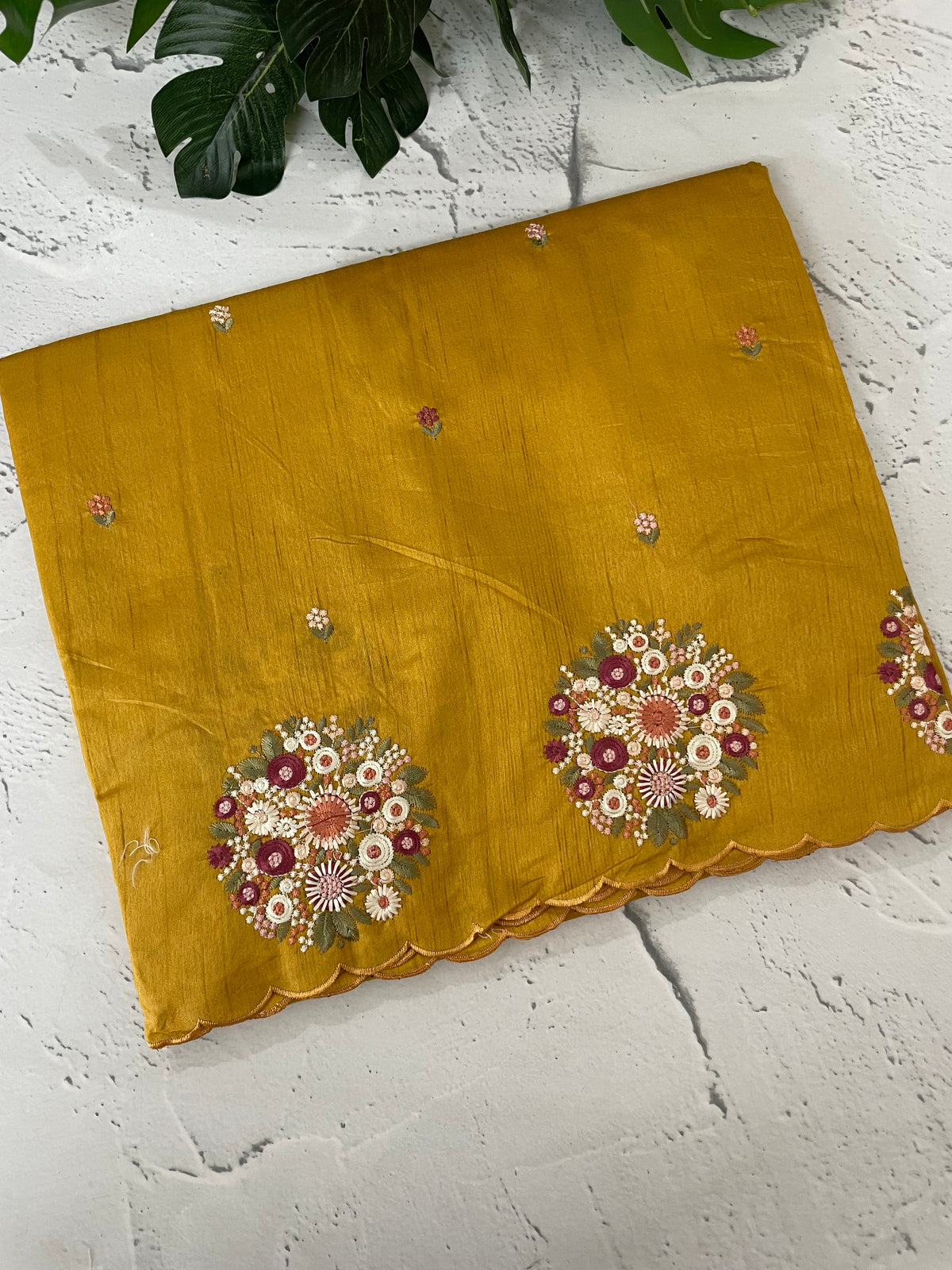Blended tussar silk saree with embroidery- MS1072