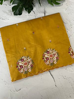 Blended tussar silk saree with embroidery- MS1072