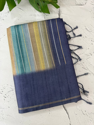 Multi color Semi soft silk saree with borders MSS590