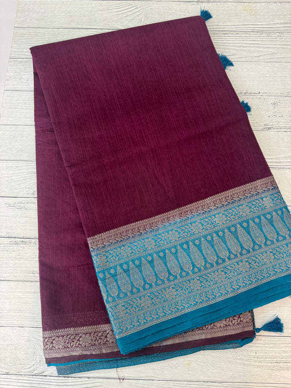 Jute linen sarees with contrast pallu & blouse MJL456