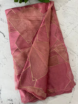Glass organza saree with thread work- MOS330 PeachPink