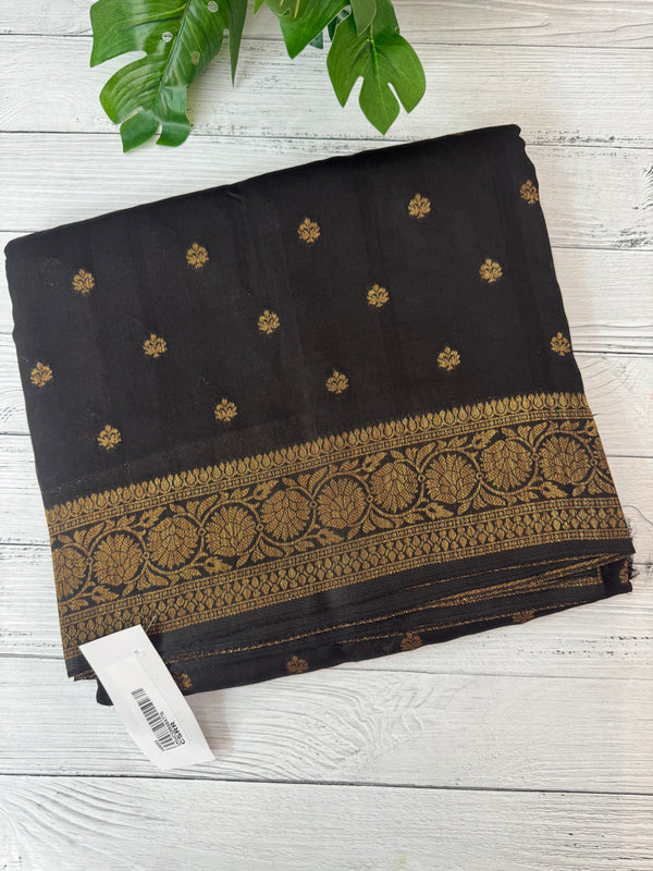 Banarasi Tussar Georgette Saree  - MS44376 Black