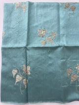Tussar finish soft silk saree with thread embroidery MTS568 LightBlue