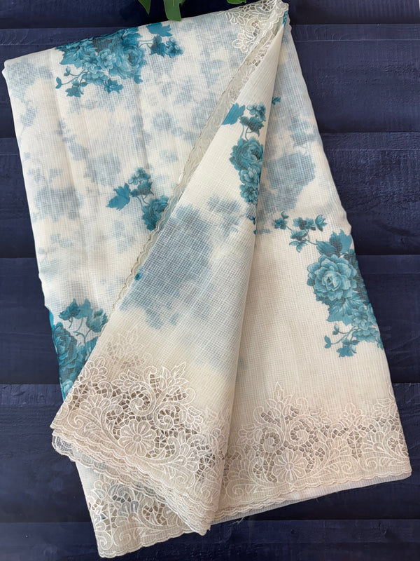Cutwork Soft kota silk saree with digital prints MSH121