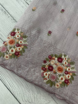 Soft kota silk saree with embroidery MSS678- Pastel DuskyLavender