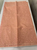 Moonga checks saree with embroidery MSH165 Peach