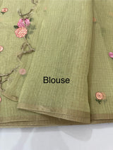 Tissue mix Soft silk saree with embroidery MS8189- PastelGreen