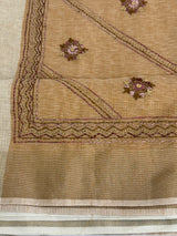 Linen saree with French knots and kanta embriodery MS94311