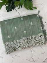 Soft crepe tussar silk saree with embroidery and cutwork MSH199