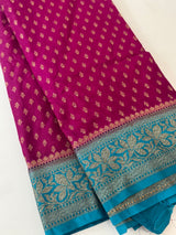 Banarasi viscose Georgette saree MKGS611- Magenta to CobaltBlue