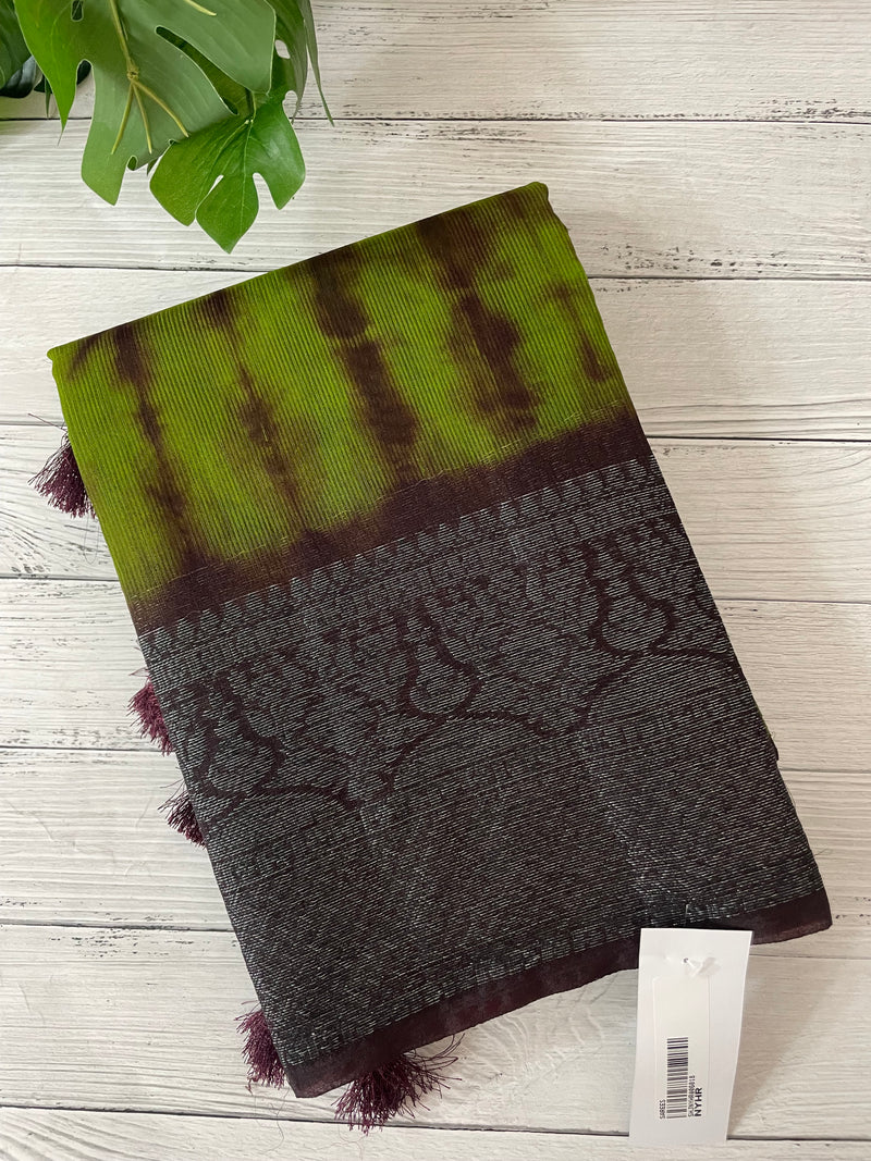 Tie & Dye semi silk sarees  MSS9876