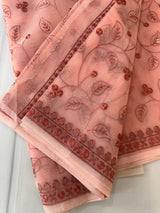 Banarasi kora oraganza saree with embroidery  MKOS325 Peach